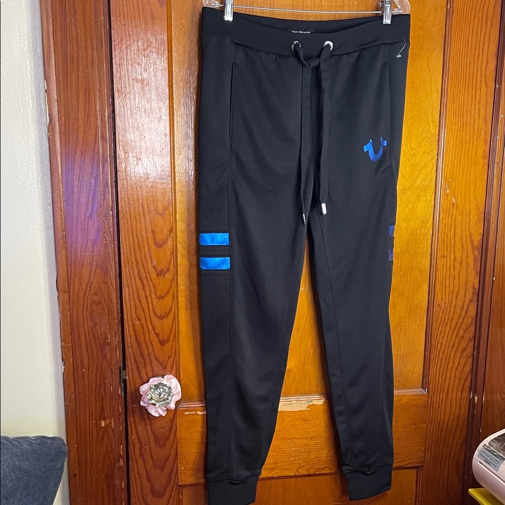 True Religion Black Foiled Varsity jogger/Sweatpants Small